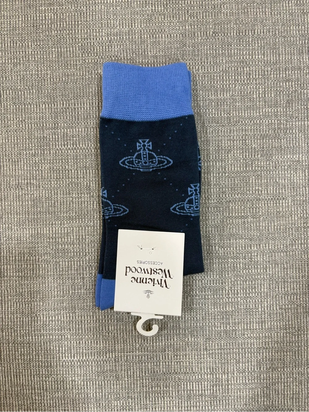 Women Vivienne Westwood Navy & Light Blue Planet Pattern Crew Socks